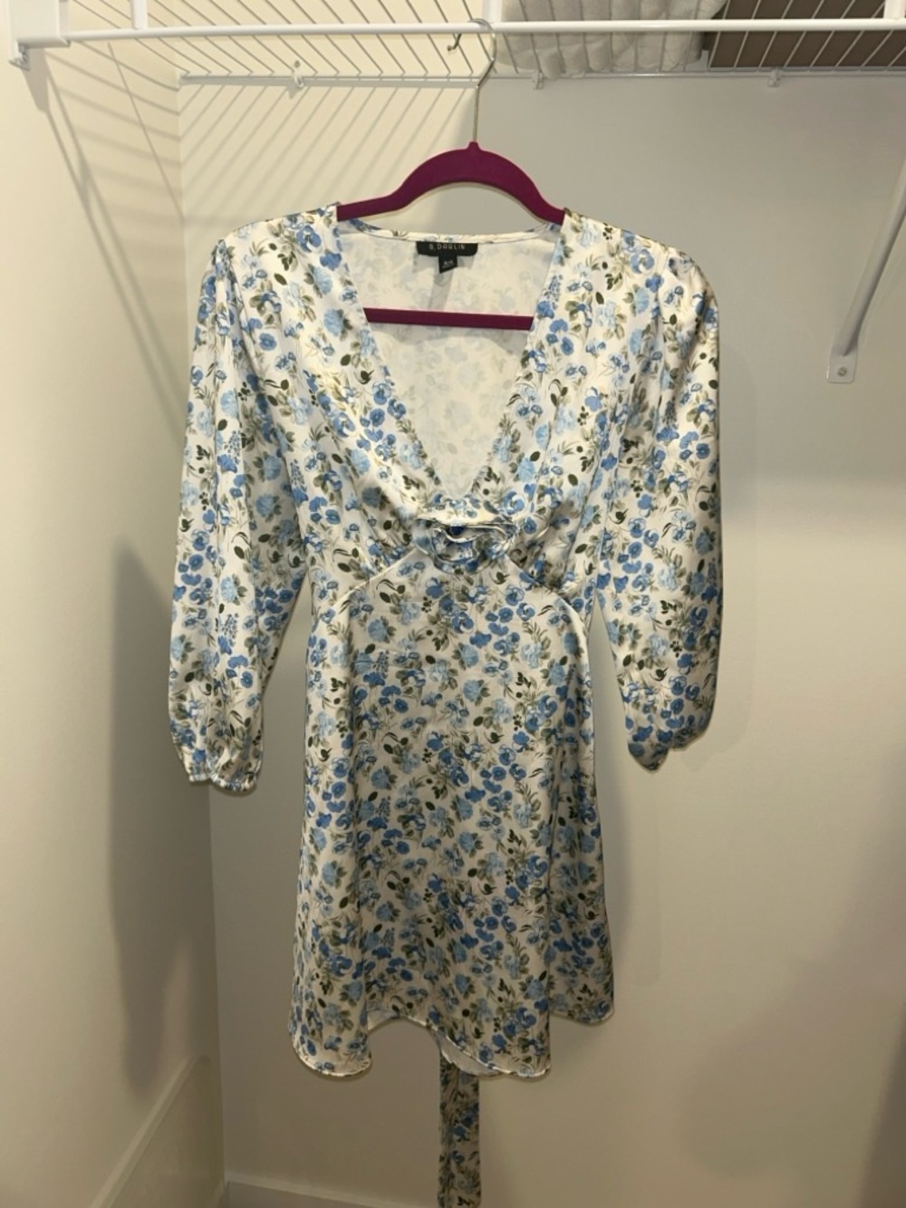 B Darlin White Mini Dress with Blue Floral Print